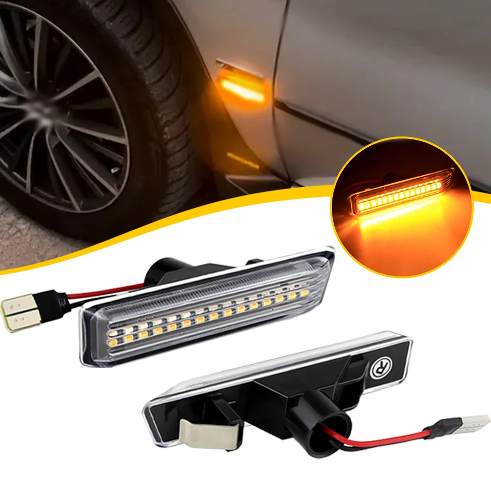 

2pcs Clear Lens LED Turn Signal Lights Side Marker Lamps For BMW 3 Series E36 M3 Facelift model 1997-1999 T10 interface