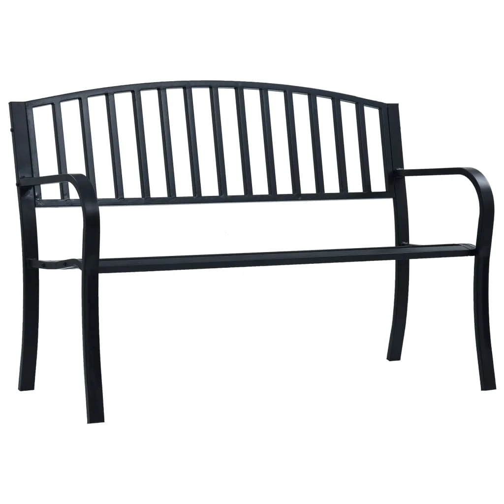 

Patio Bench 49.2" x 20.9" x 32.3" Black Steel Outdoor Chair Porch Furniture