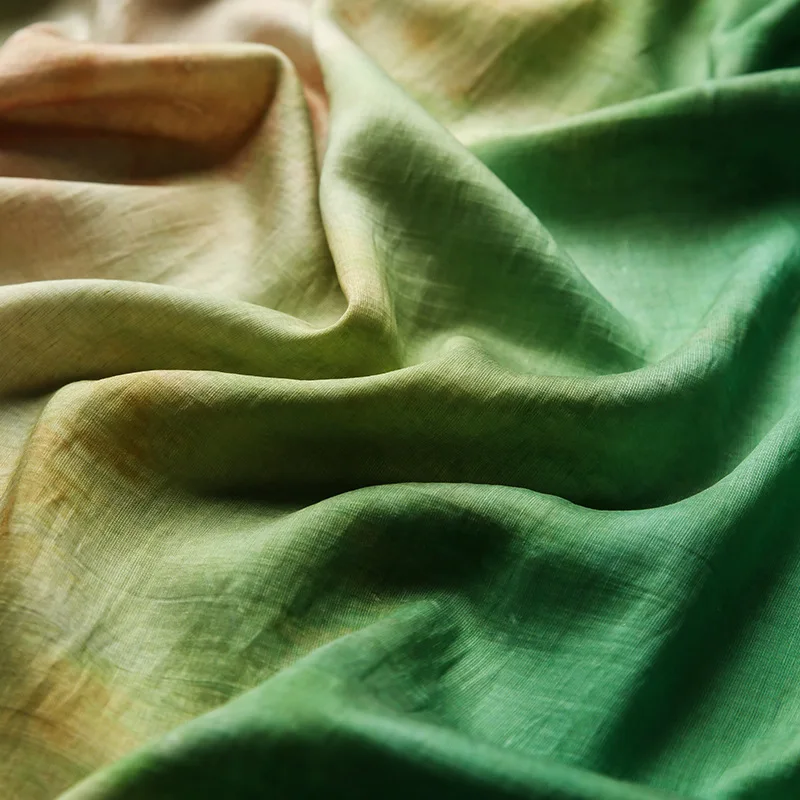 

Soft and thin Tencel linen fabric, tie-dye, oil painting, abstract fabric for outerwear, clothing designers, sewing accessories