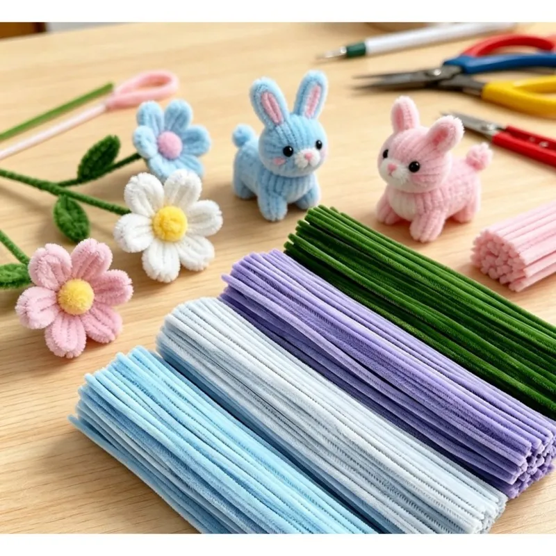 ABUI-Flower Making Kit With 400Pcs Pipe Cleaners Bulk, Floral Wires& Plush Twisted Sticks For DIY Flower Creation view 3