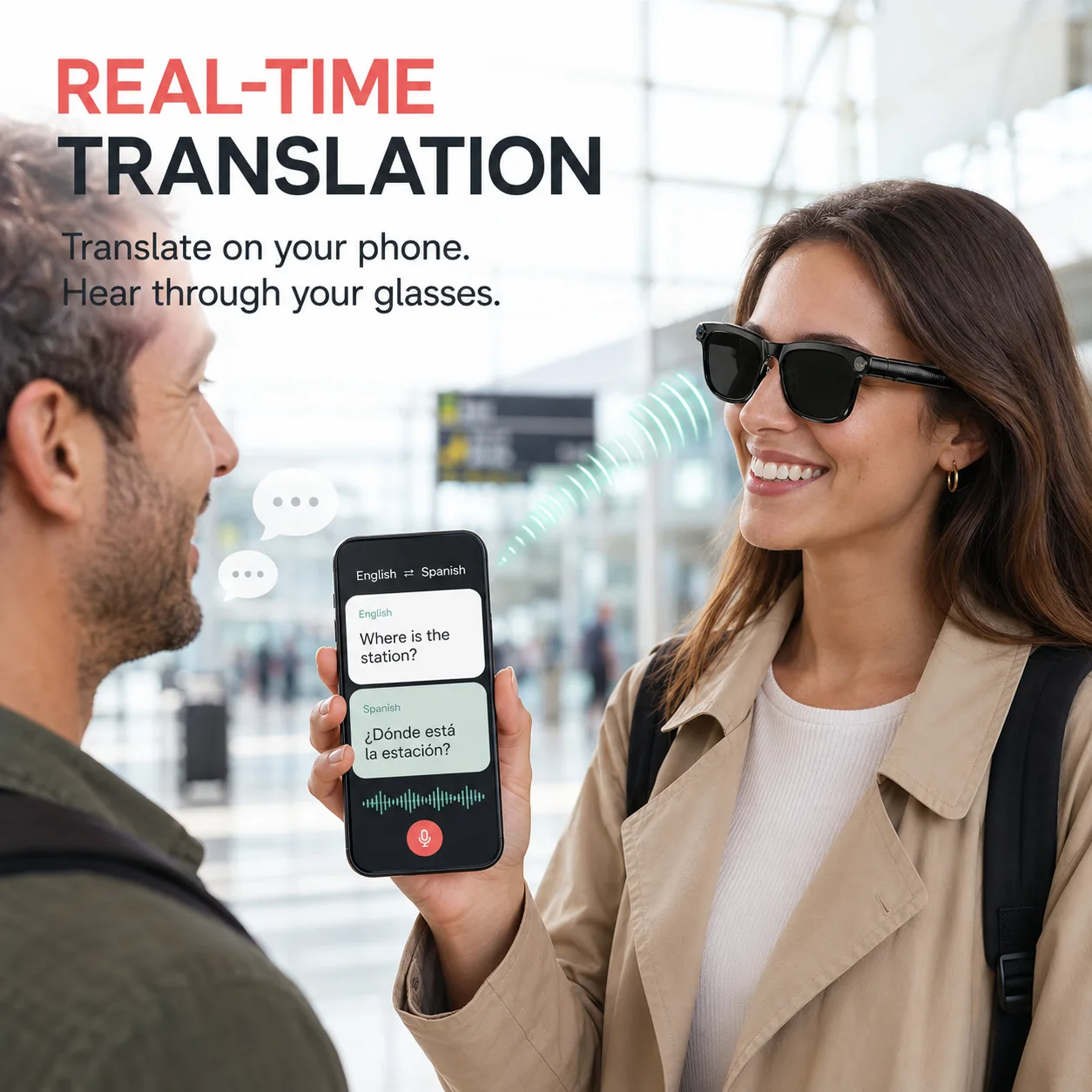 Voice Assistant AI Smart Glasses Outdoor New Real Time Translation 13MP Camera Video Recording Bluetooth for Men Women Wearable