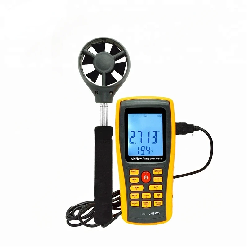 Handheld Digital Anemometer Anemograph High Precision Speed Wind Temperature Tester Gm8902 English Version