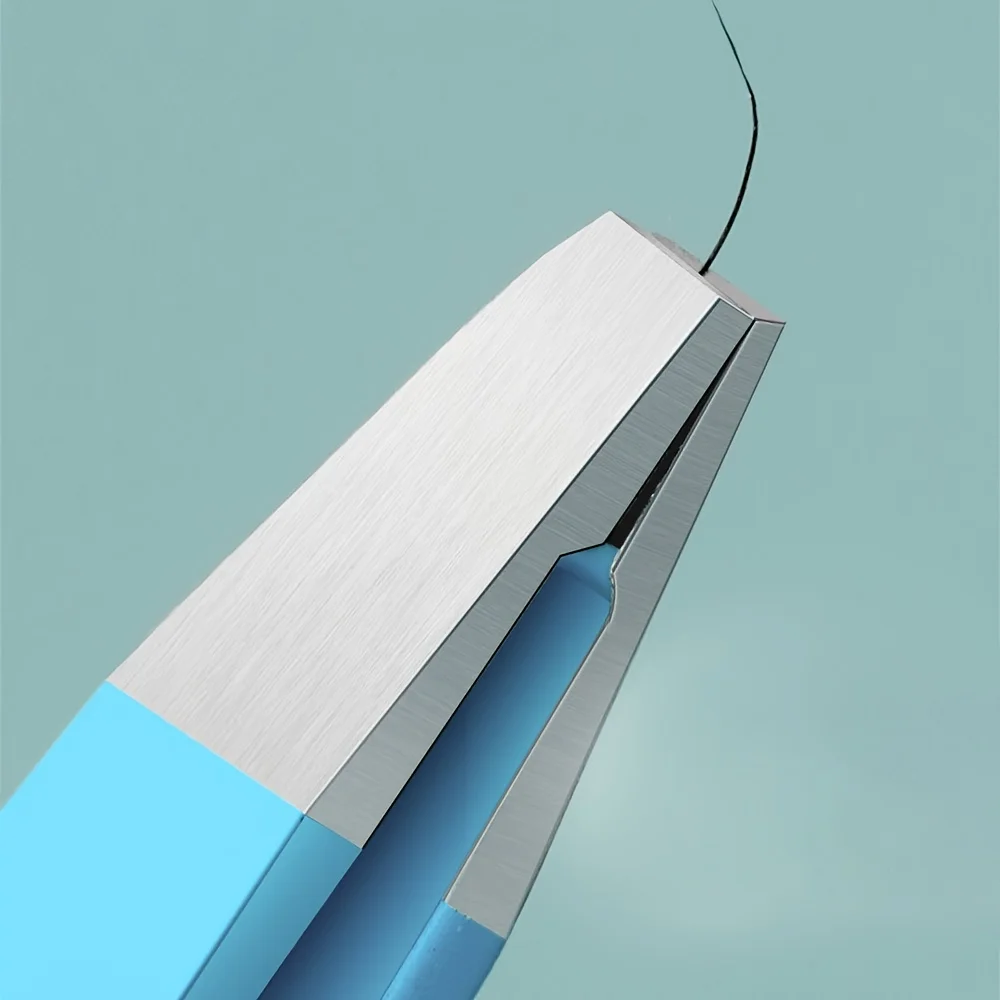 Conjunto profissional de pinças inclinadas de aço inoxidável, removedor de pelos faciais e sobrancelhas de alta precisão com pontas finas, estojo portátil