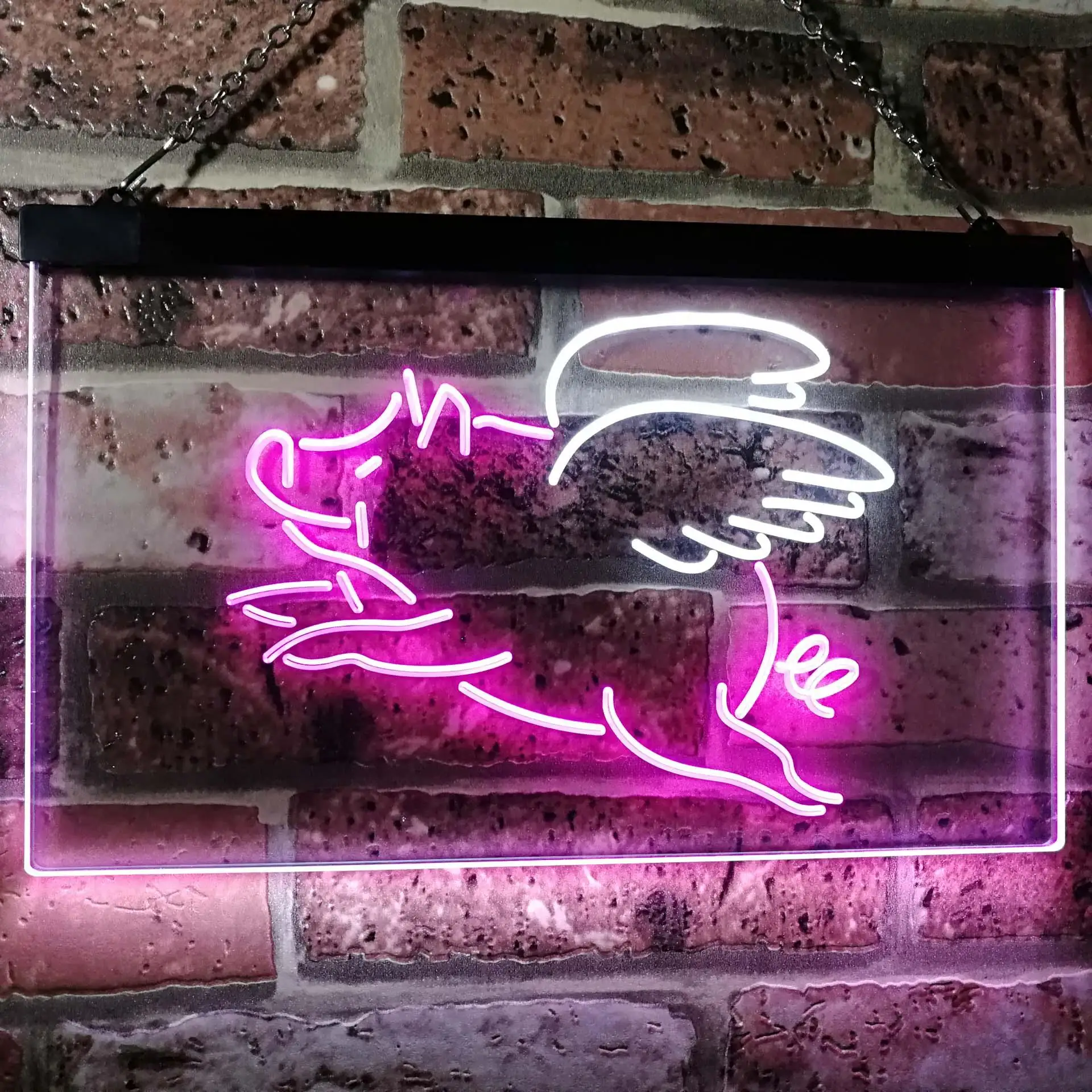Flying Pig Game Room Dual Color Led Neon Sign st6-i3110