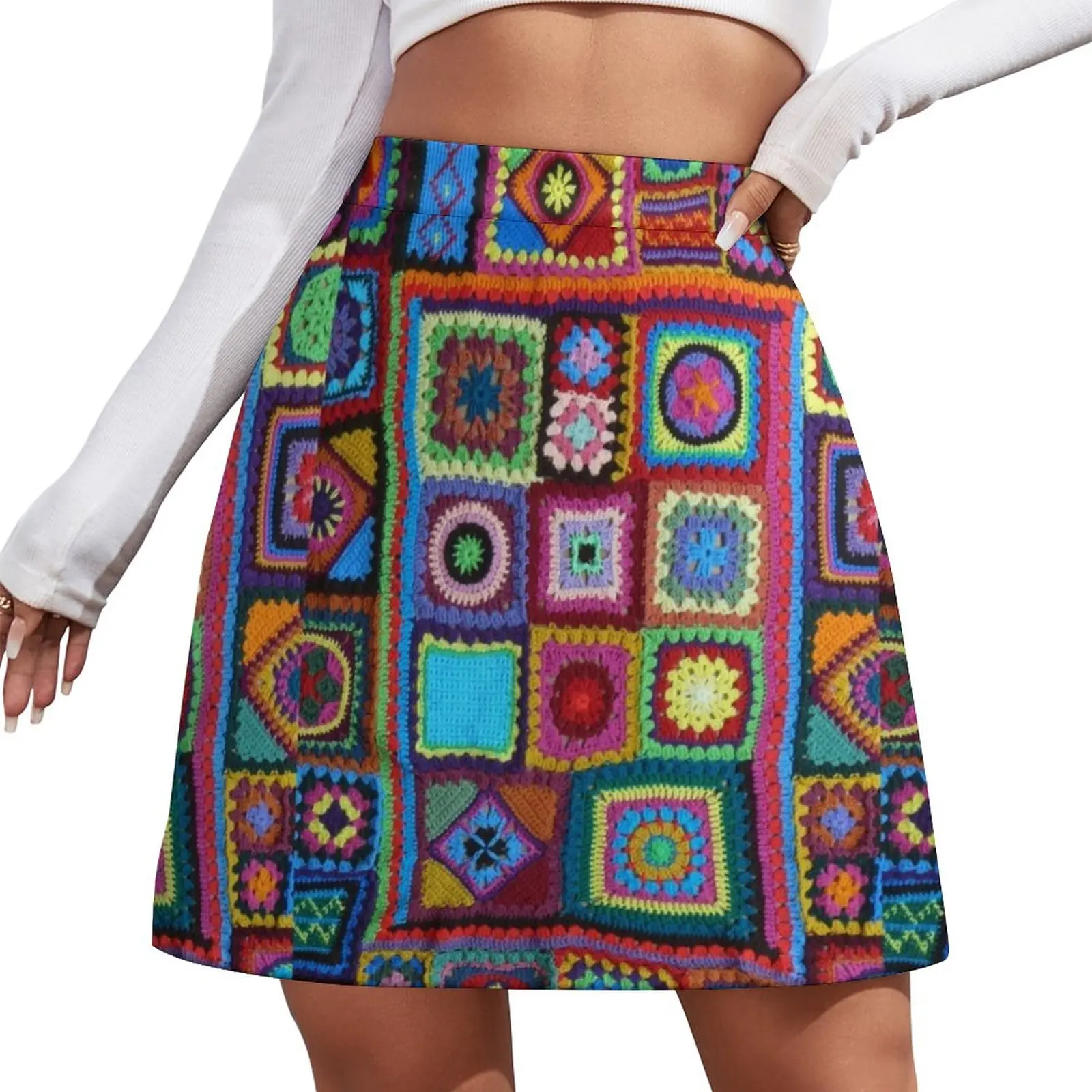 Granny Square Mini Skirt Miniskirt fairy grunge fashion