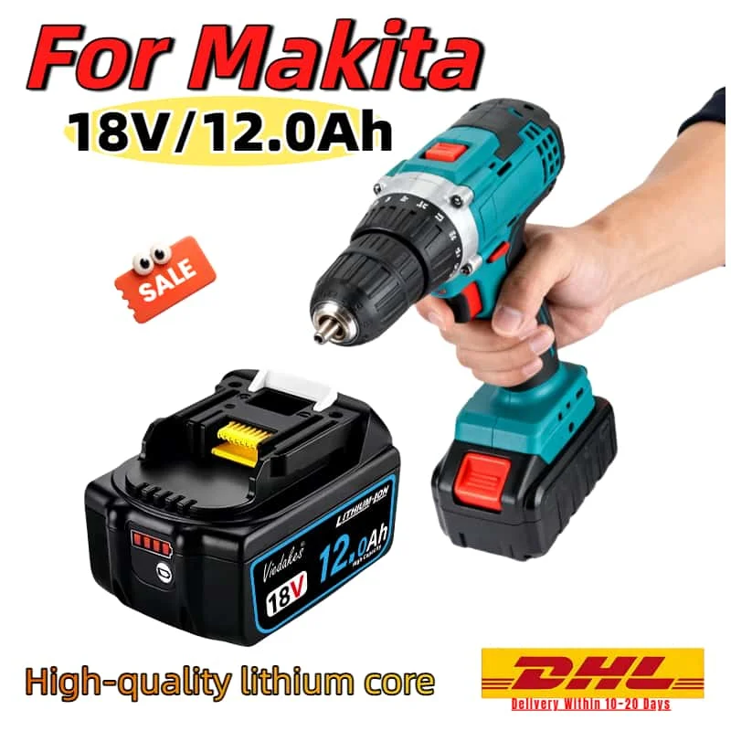 ✈️ بطارية ليثيوم أيون قابلة لإعادة الشحن 12.0 أمبير في الساعة لماكيتا 18 فولت، بديل متين لأدوات الطاقة اللاسلكية 18 فولت، طاقة عالية وآمنة للاستخدام #1