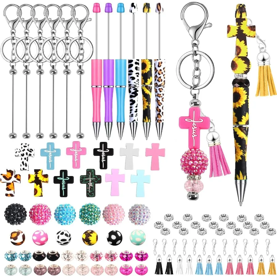 

12 шт. ручки из бисера и брелки из бисера с разноцветными бусинами, набор для самостоятельного изготовления, ассорти Иисуса, брелок из бисера Pe