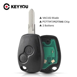 KEYYOU zdalny kluczyk 433MHz 2 przyciski Keyless PCF7947 PCF7946 dla Renault Megane Modus Clio Kangoo Logan obudowa pilota VAC102 ostrze