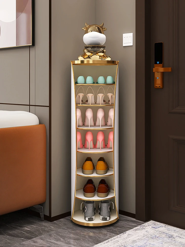 

Rotating shoe cabinet, round multi-storey small apartment at the door of the house, light luxury storage shoe rack