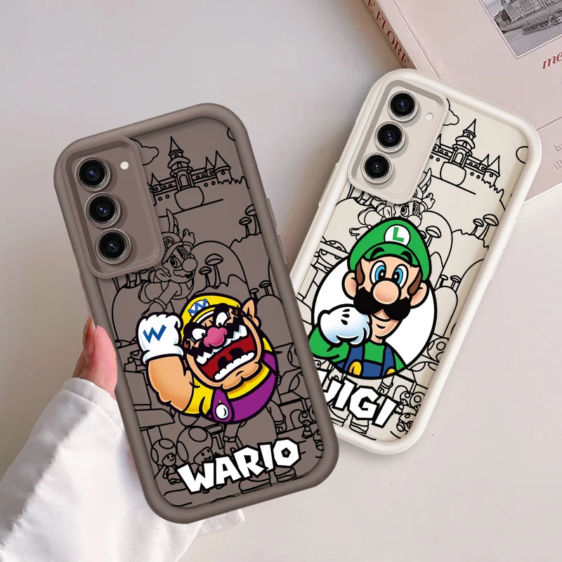 S-Supers M-Marios Cartoon For Samsung Note 20 S24 S23 S22 S21 S20 Ultra Plus FE A25 A23 A22 A15 A31 5G Eye Ladder Back