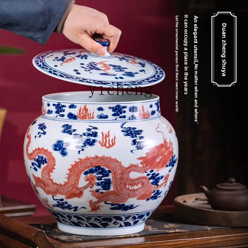 W28ceramic Blue And White Porcelain Vase Chinese Home Living Room Bedside Table Pomegranate Bottle Decoration Gift