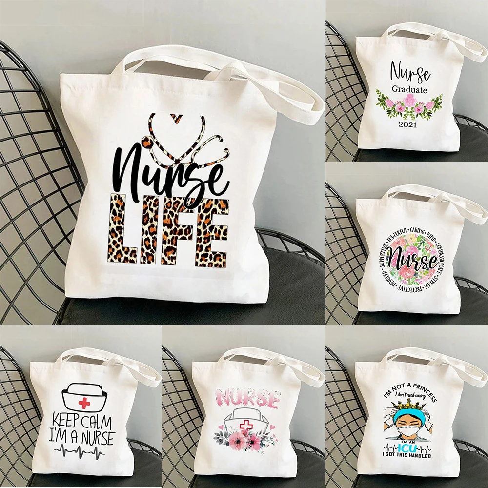 

Холщовая большая сумка с принтом на тему медсестры. Модная повседневная сумка на плечо подходит для людей с медицинскими элементами. Цитаты.