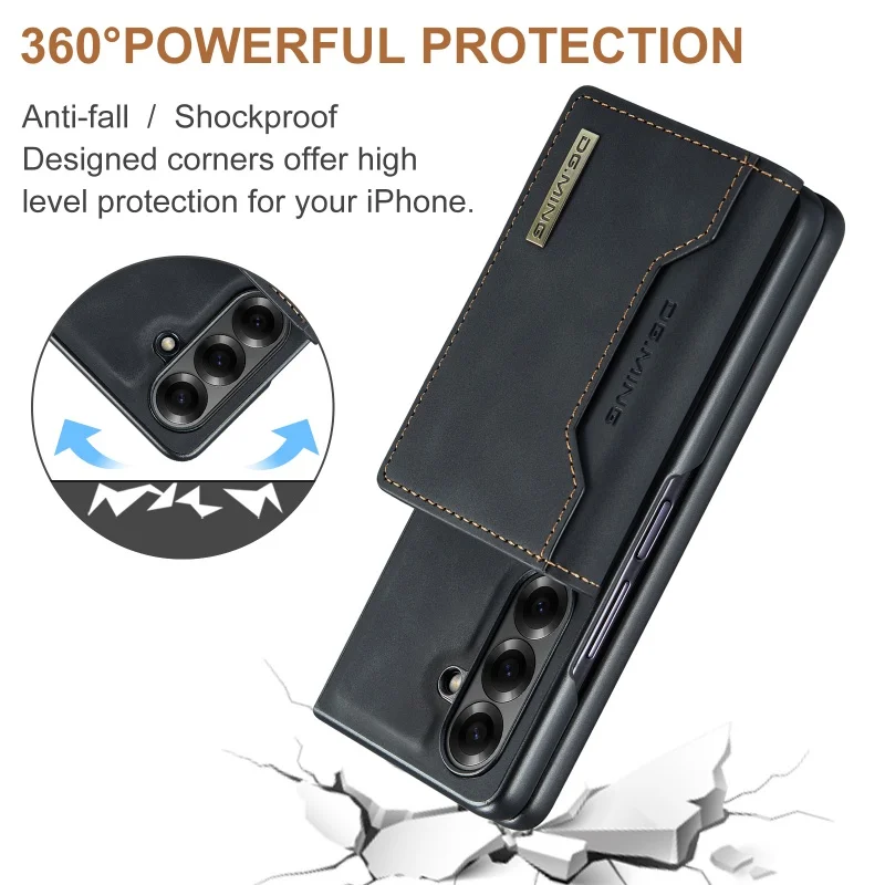 DG.MING Leather Wallet Phone Case for Samsung Galaxy Z Fold 8 Ultra 7 6 5 4 3 fold7 fold6 fold5 Cards Holder Funda Cover Hoseje
