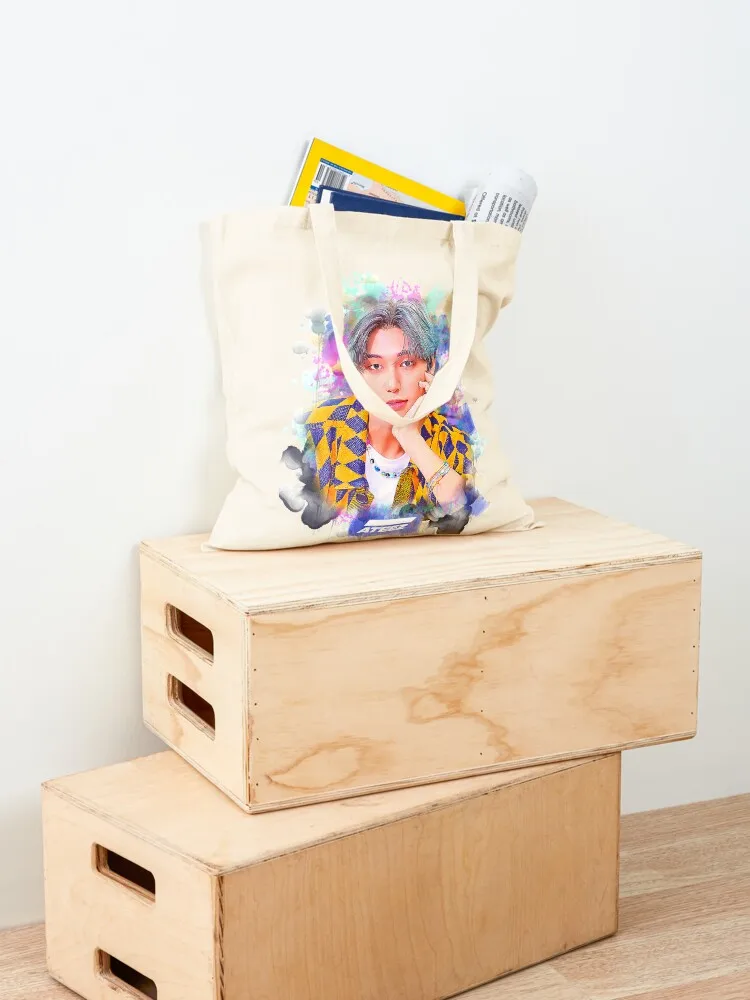 Ateez Woo Young DejaVu bolso de mano de arte colorido bolsos de mano de lona bolso de mano de lona para mujer