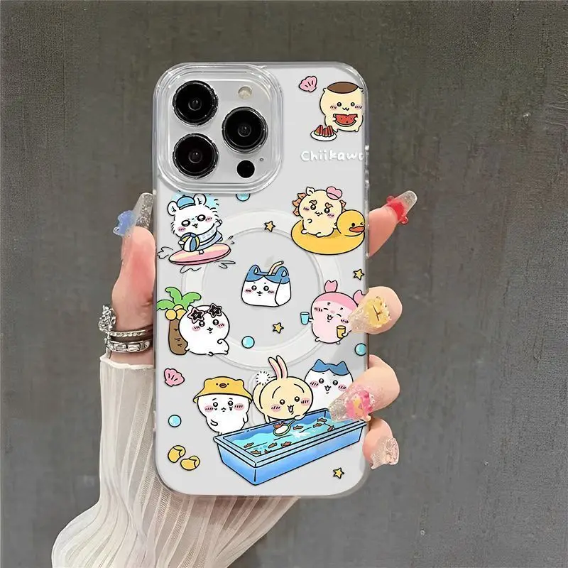 Anime Chiikawa Hachiware Applicable To IPhone 16 15 14 13 12 Mobile Phone Case Cute Magnetic Attraction Wear-resistant Usagi New
