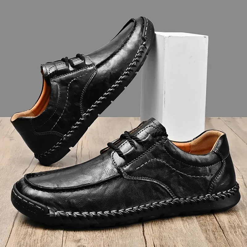 FLYLAND Men‘s Casual Shoes Handmade Leather Luxury Designer Shoes Men Flats Moccasins Driving Shoes image 3