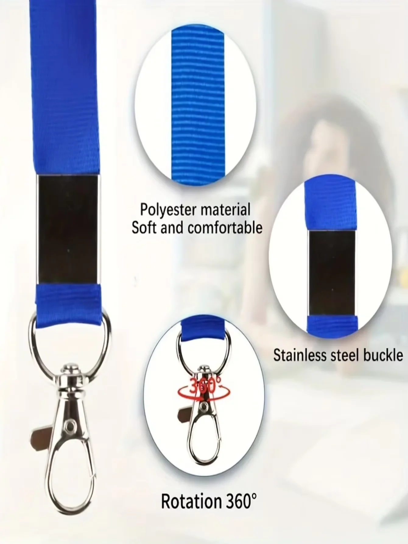 3er-Pack Ausweishalter mit Umhängeband, schwarze Umhängebänder mit vertikalem, wasserdichtem Ausweishalter für Büro, Schule, Reisen – Detail 6