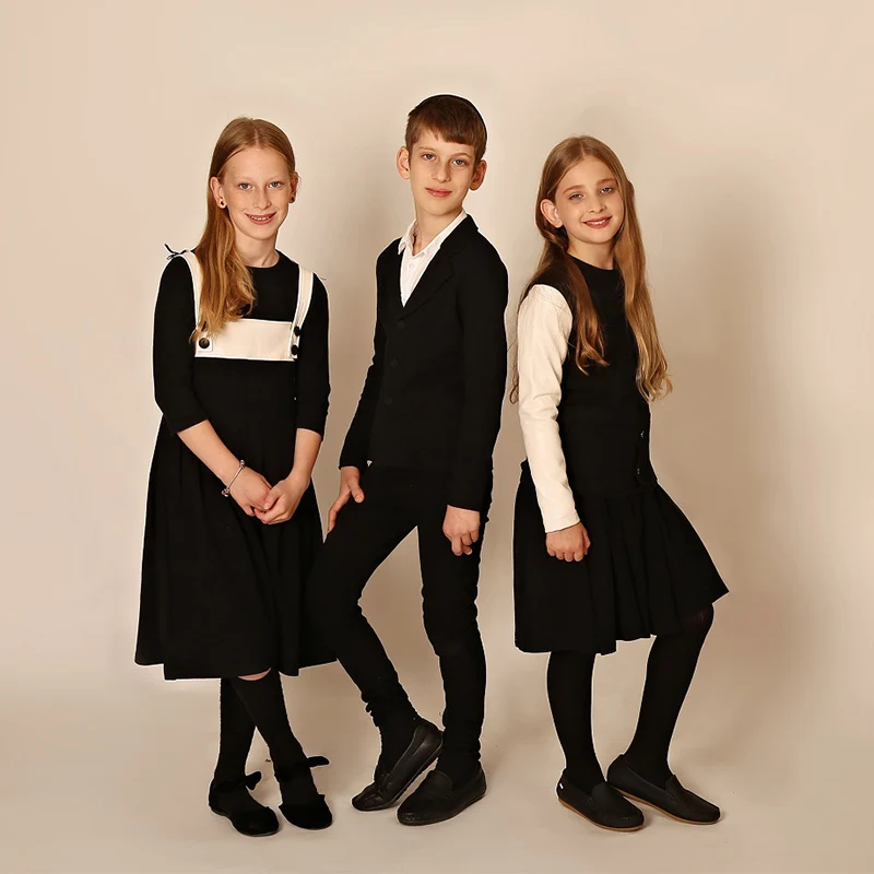 Boys and Girl Long Pants Black Cotton Family Set Waist Adjust Elastic Pants Autumn/Winter Kid Clothes Pants Front Zipper Opening