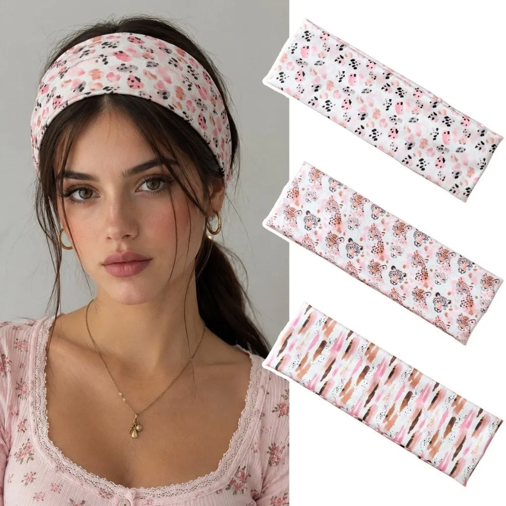 New High Elasticity Leopard Print Headband Sweat Absorbing Breathable Sports Headband Wide-brimmed Yoga Headband Yoga
