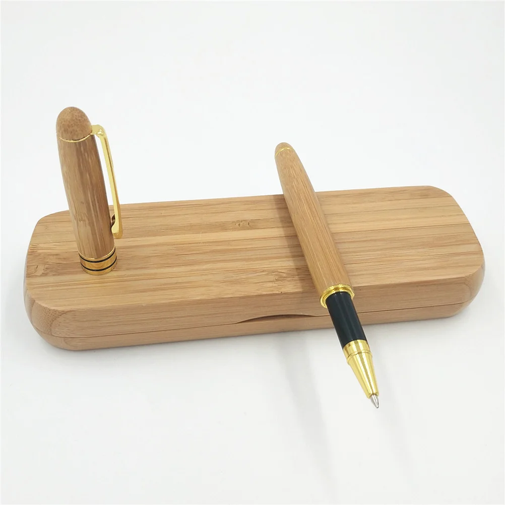 

Bamboo Gel Pen Set Gift Case Smooth Pen For School Office Stationery Birthday Father'S Day Anniversary Gift
