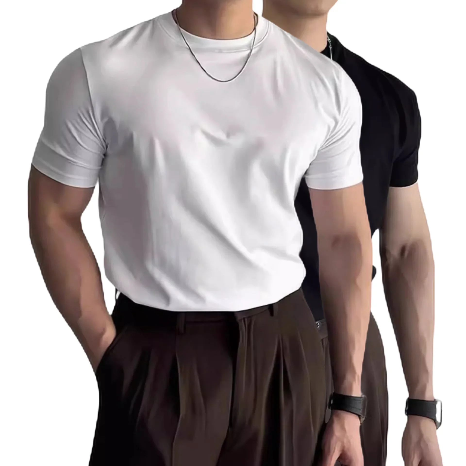 Men's Solid Color Crew Neck Short Sleeve T Shirt Comfortable Commute Stylish High Quality Slimming Versatile Breathable Soft Top