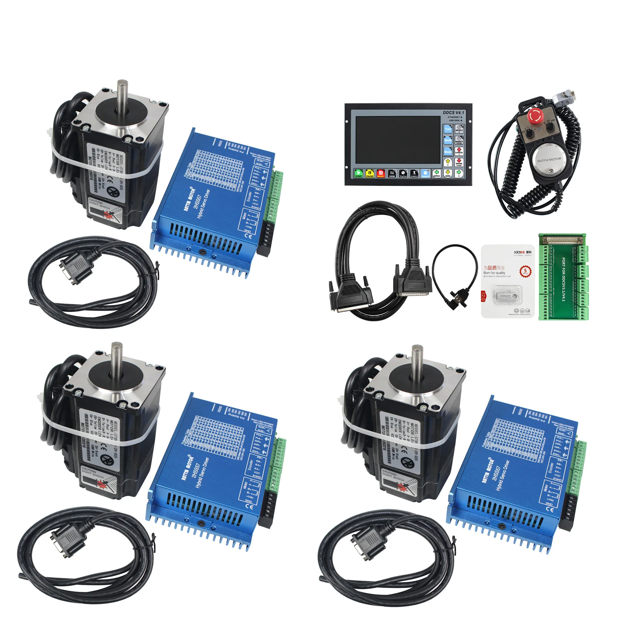 

【EU USA】DDCS V4.1 CNC Controller Kit +Nema23 Closed Loop Servo Motor 76mm 4.2A Closed Loop 2N.m & HSS57 Hybrid Step-servo Driver