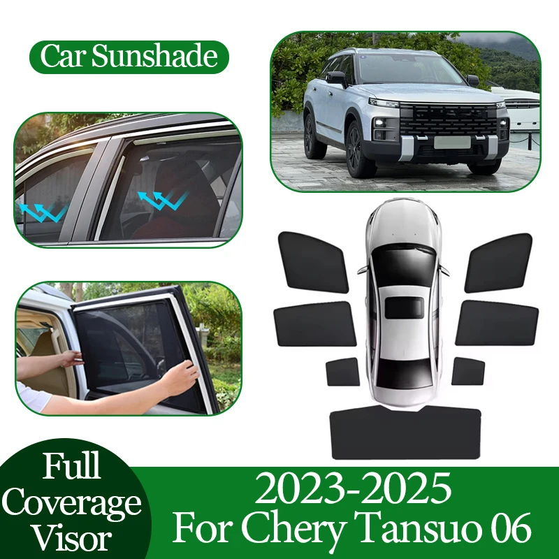

Автомобильные сетчатые солнцезащитные козырьки для Chery Tansuo 06 Fulwin T6 Jaecoo J7 2023-2025, солнцезащитный козырек с защитой от УФ-лучей, защита конфиденциальности, автозапчасти