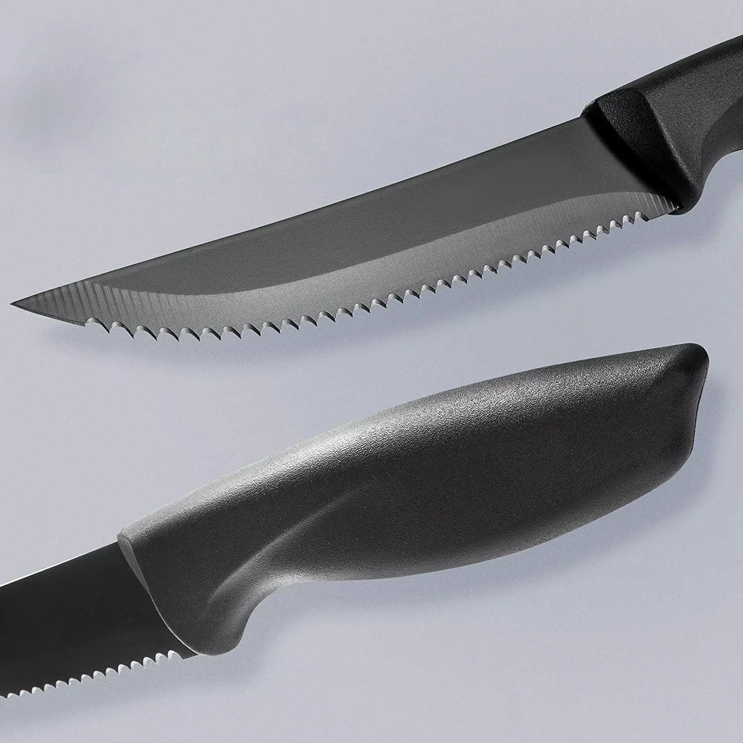 الراقية 1/2/4/6/8 سكين المطبخ الأسود بارد ستيك طقم السكاكين الفولاذ المقاوم للصدأ PP مقبض بلاستيكي سكين مسنن يمكن غسالة الصحون #4