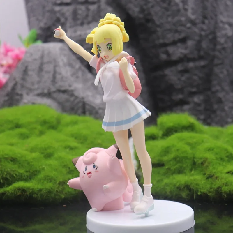 Pokemon model anime peripheral Lillie Clefairy figure ornaments standing doll desktop ornaments children's toys birthday gifts