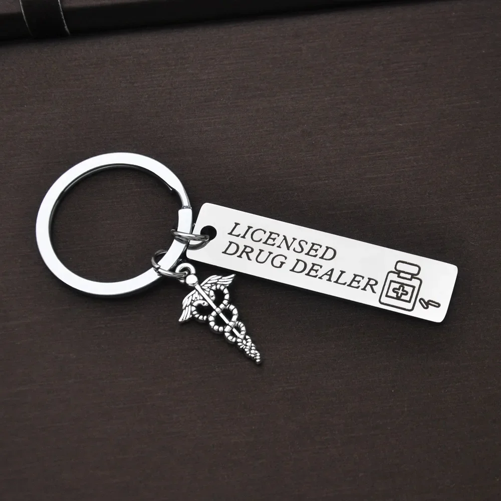 New Simple Fashion Niche Pharmacist Gift Funny Keychain Pharmacy Student Gift Creative Trend Street Party Keyring Accessories