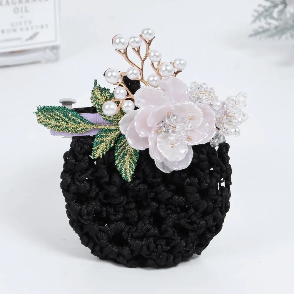 

Korean Style Flower Snood Spring Clip Hairgrips Cover Net Ponytail Clip Pearls Crochet Bun Net Hair Accessories Bun Snood