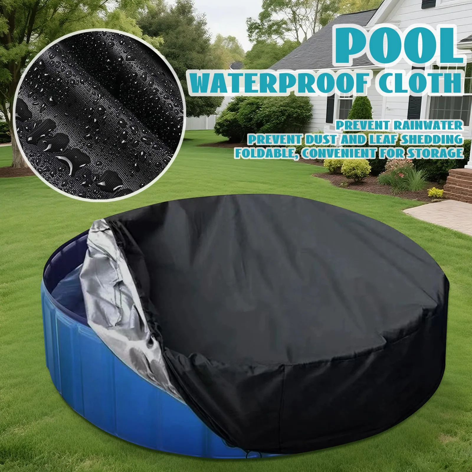 

Round Swimming Pool Cover,Drawstring Style,Outdoor Pool Cover For Above Ground Pools,Solid And Tear Resistant Pool Cover