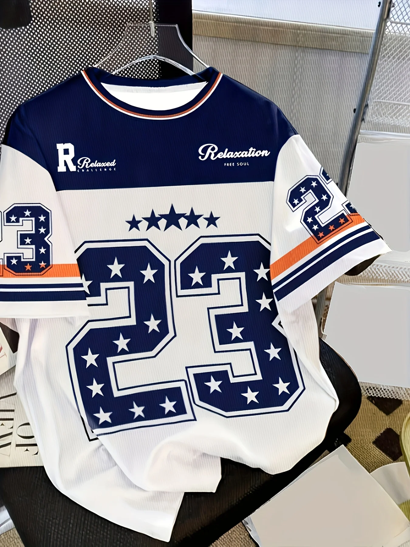 Camiseta Deportiva Transpirable para Hombre # Camiseta Gráfica de Manga Corta 23, Cuello Redondo, Estilo Casual Urbano, para Uso Diario en Verano