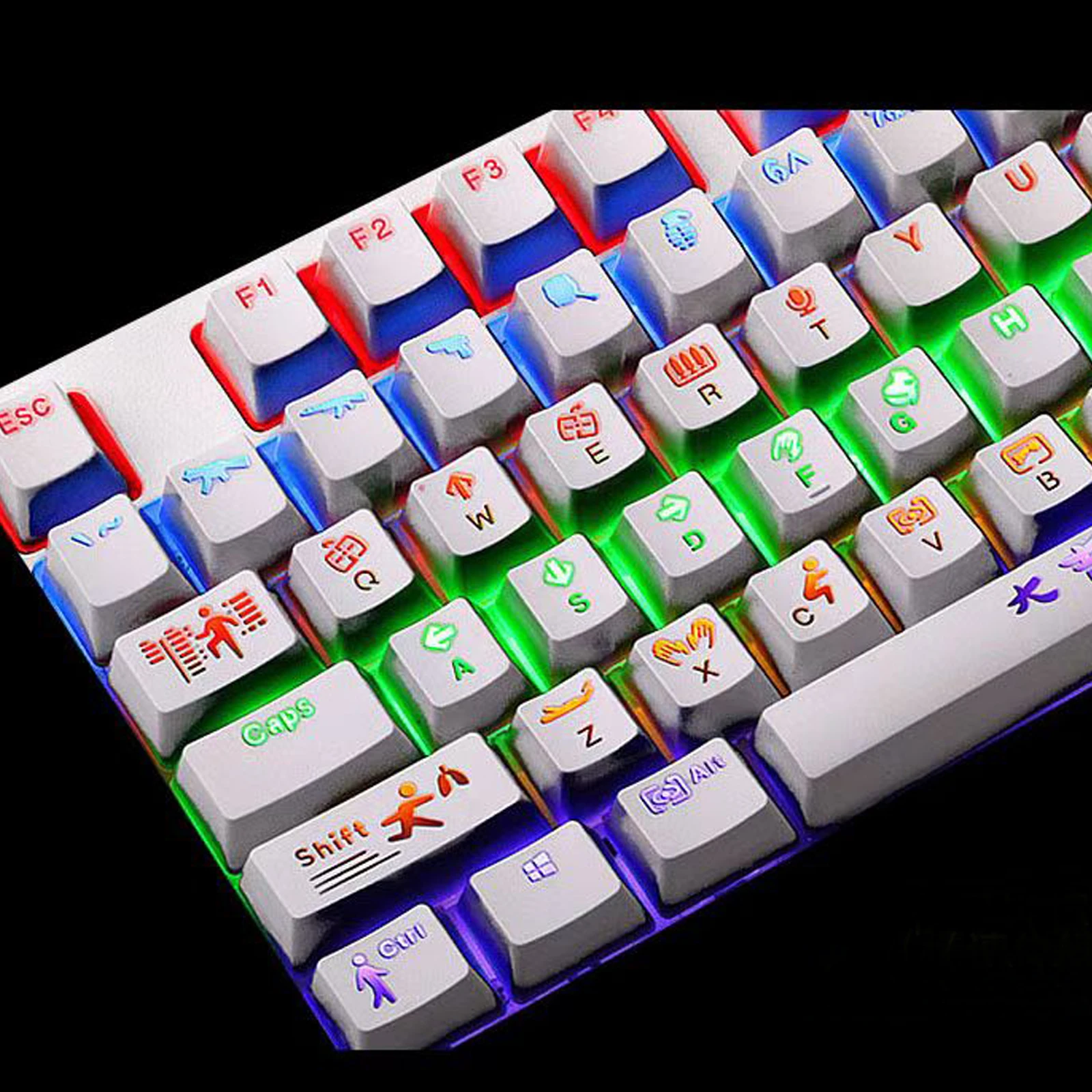 

Letter Transparent Keycap OEM Profile For Gaming Mechanical Keyboard Double-shot Molding Cute CSGO Backlit 104 Key Caps Set