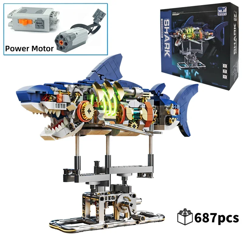 

Creative Stem Education Mechanical Shark Building Set, Marine Animal Electric Toy Building Block Model Set, Moc Style Assembly Bricks, Children's Gift