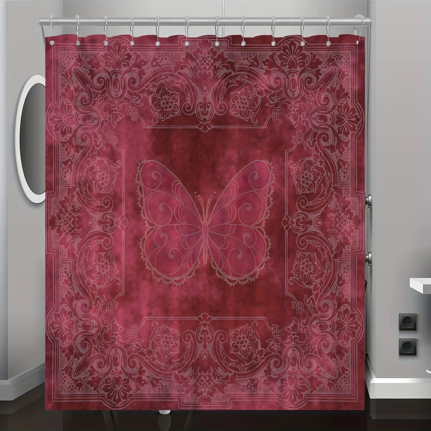 

1 шт., занавеска для душа с цифровым принтом в стиле ретро-бабочки, домашний декор для ванной комнаты с бесплатными крючками, можно стирать в машине, всесезонная