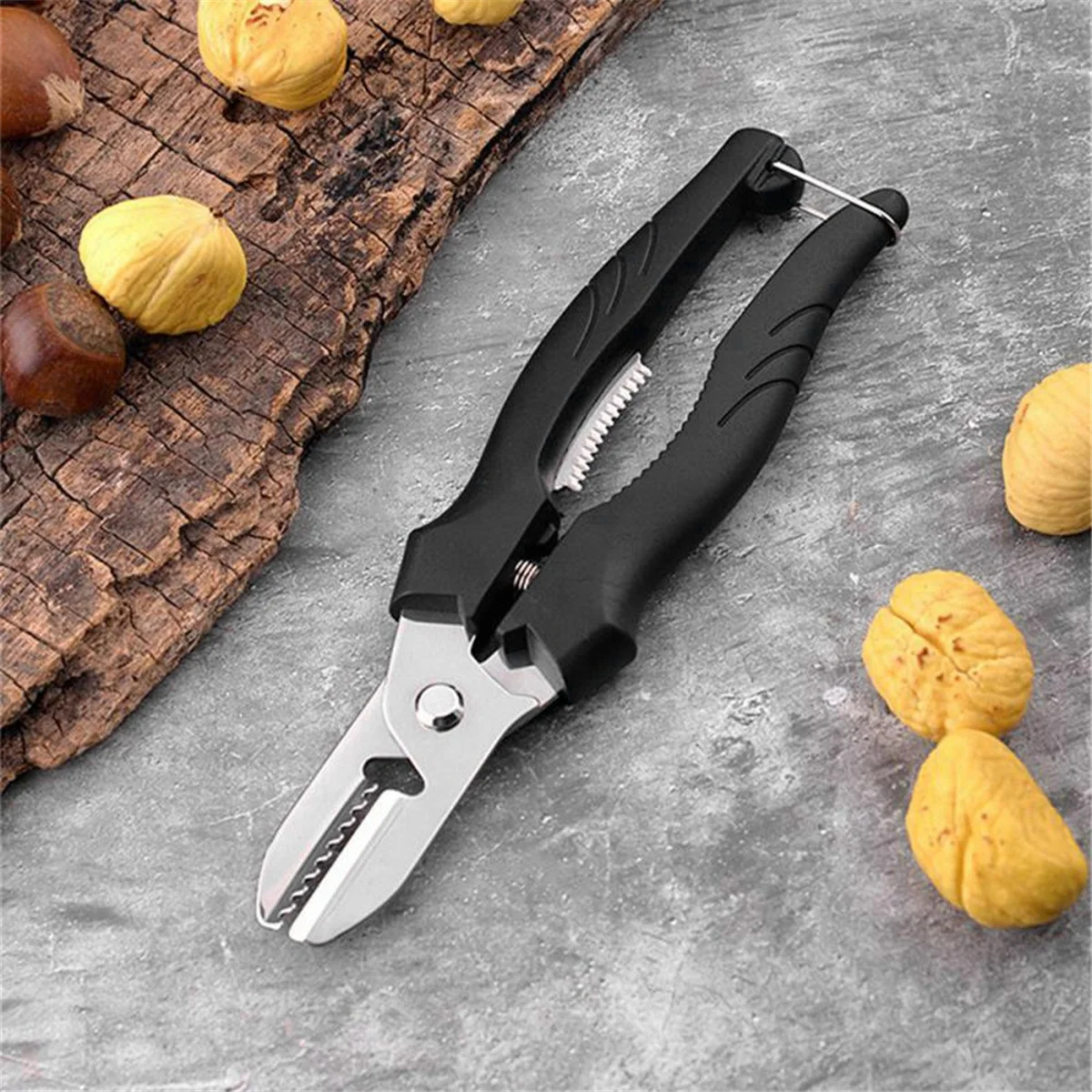 Multipurpose Chestnut Clip Easy to Clean Chestnut Kitchen Bar Supplies Chestnut Scissors with Lock Design Nut Tool,Brown image 3