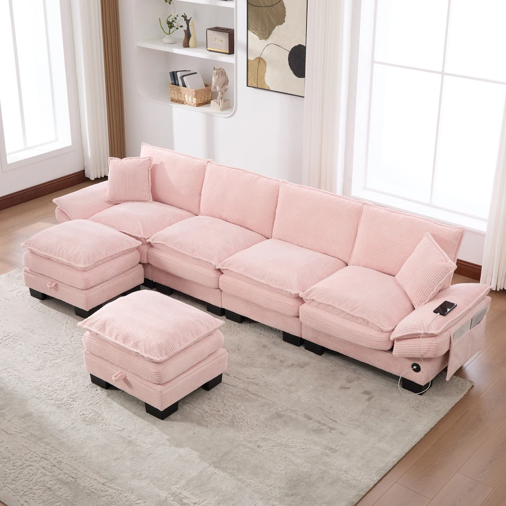

Cloud Modular Sectional Sofa: Deep Seat Corduroy, Comfy for Home & Office (Multi Combos)
