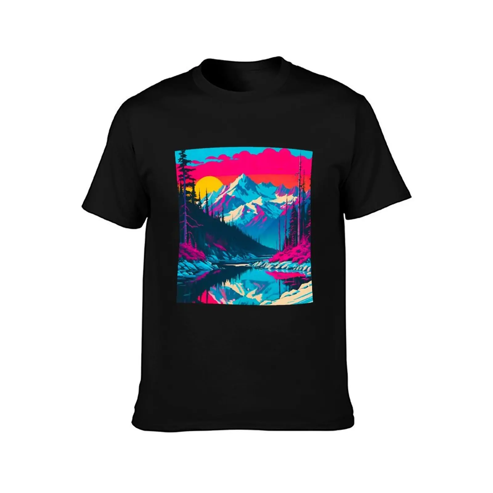 Majestic Peaks: Alaskan Mountain Range T-Shirt, Summer Casual Cotton Tee, Oversized Streetwear Tops, Vintage Graphic Print