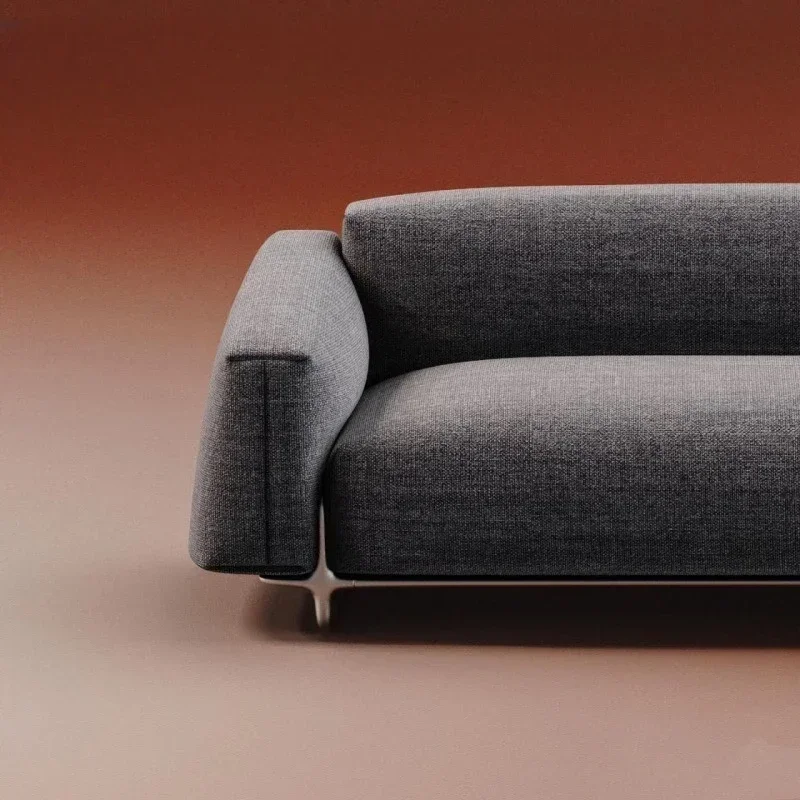 Wabi Silent Wind Minimalist Retro Three-person Small Apartment Cotton and Linen Sofa Designer Base Leisure Living Room Sofa