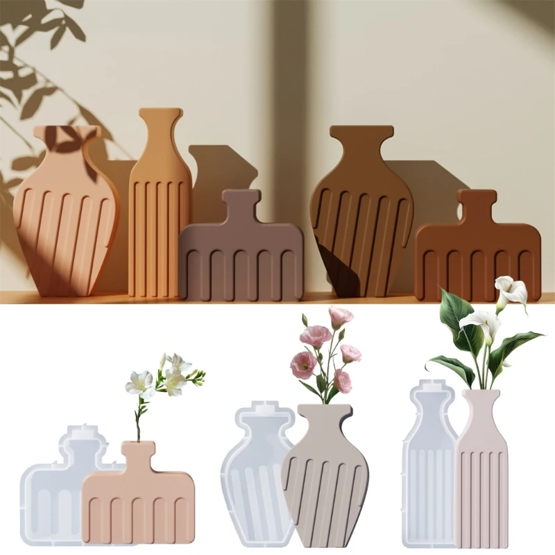 

Silicone Vase Mold Easy Demolding Craft Molds Geometric Crafting Moulds for Vase