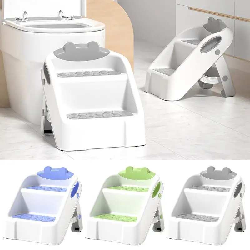 2 Step Stool for Kids Anti-Slip Anti-Tip Kids Step Stool Foldable Step Stool Ladder for Potty Training Bathroom and Kitchen