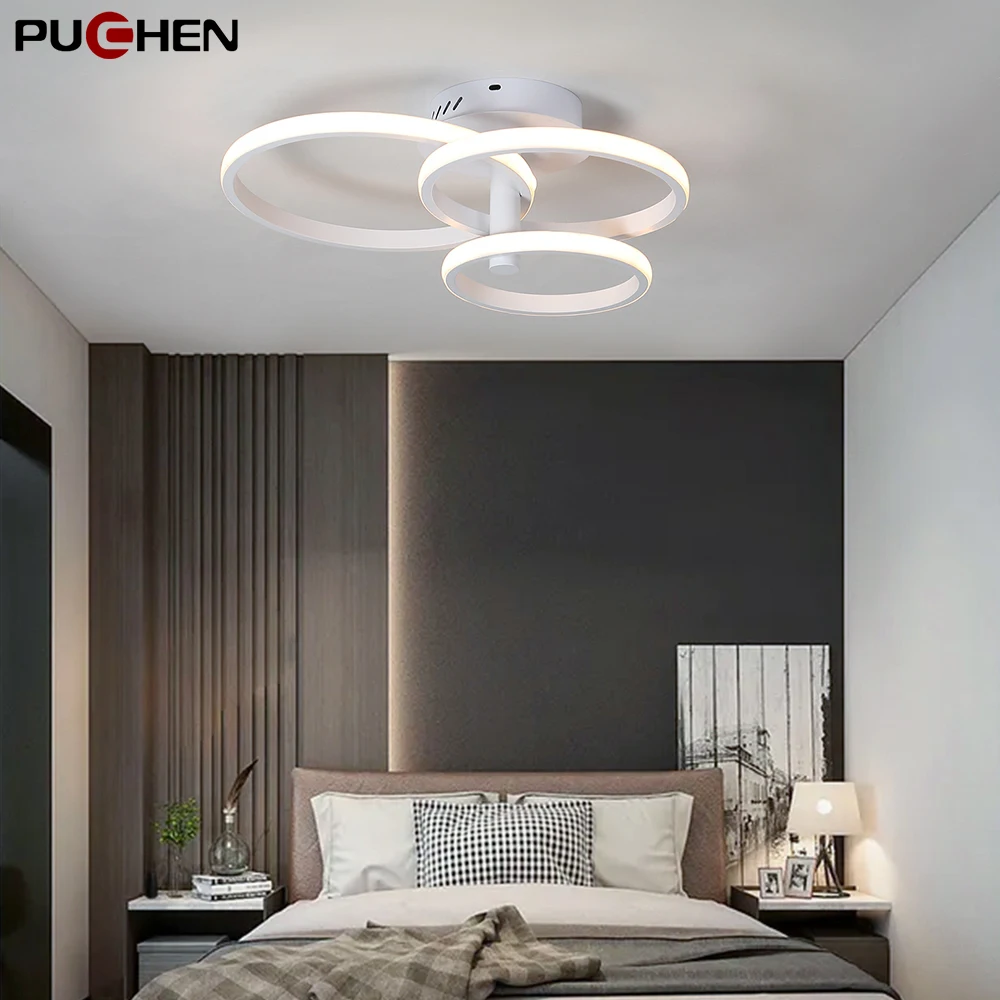 Puchen Remote 35W/40W/55W/66W Ceiling Lighting Warm/Cold White Modern Home Ceiling Lamp For Bedroom Living Room Study