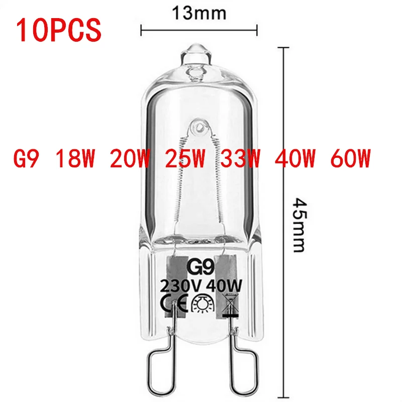 1/5/10PCS G9 18W 20W 25W 40W 60W 230V Eco Halogen Light Bulbs Capsule LED Lamp Bulbs Inserted Beads Crystal Lamp Halogen Bulb