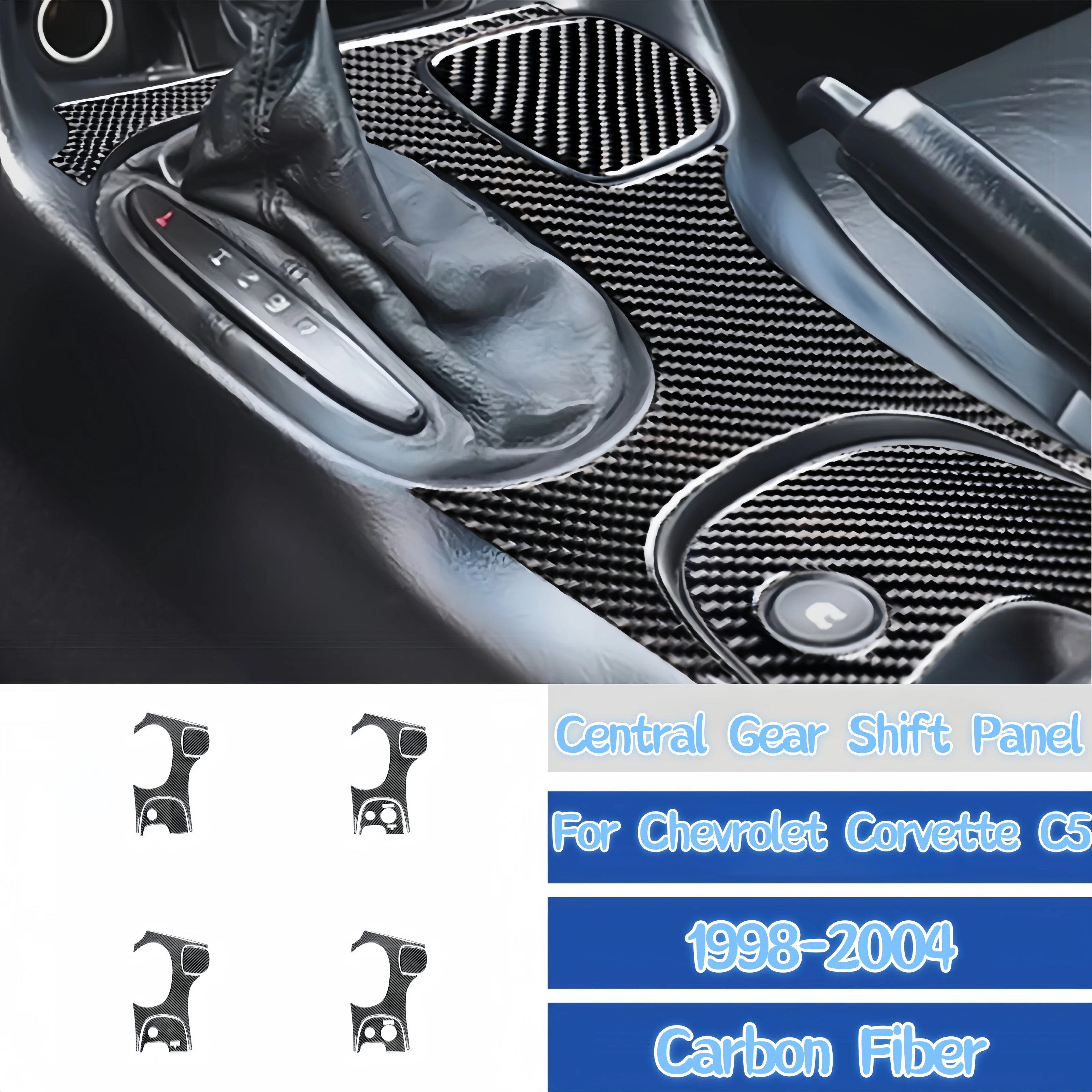 

For Chevrolet Corvette C5 1998-2004 Accessories Carbon Fiber Interior Car Central Control Gear Shift Panel Trim Cover Stickers