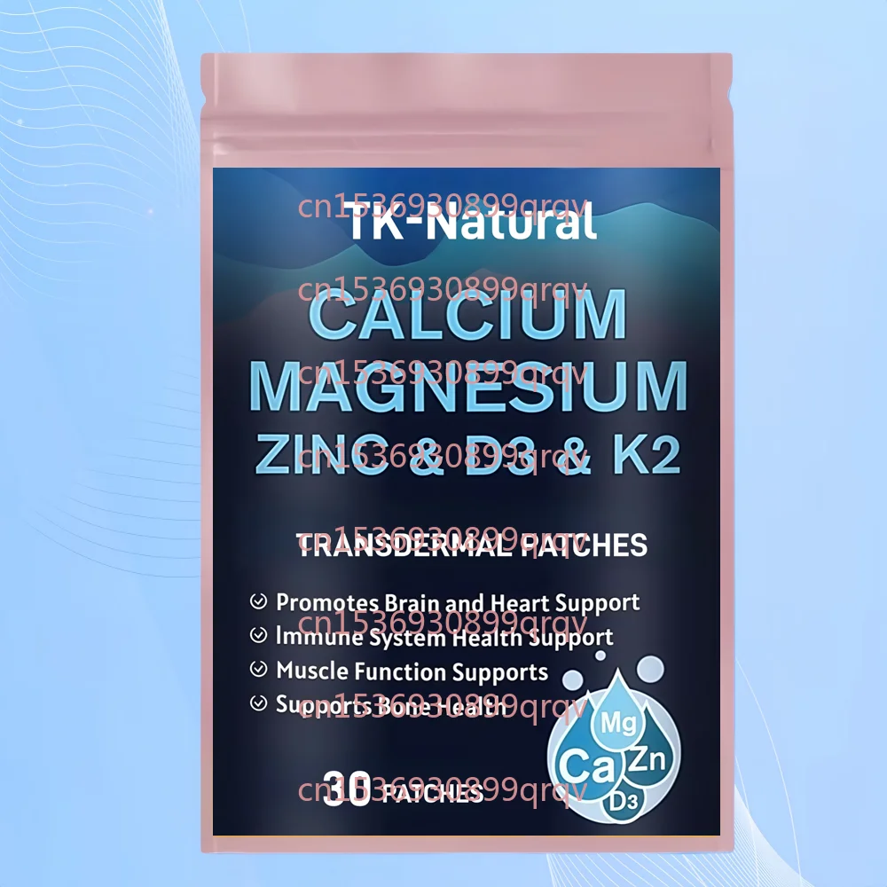 

30 Patches Calcium Magnesium Zinc Transdermal Patches with Vitamin D3 K2 B6 for Immune Health Support, Sleep & Cramps