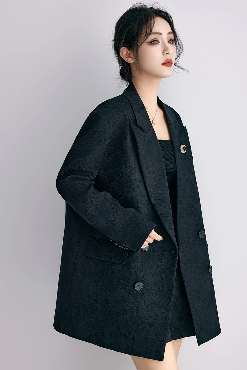 

Bla Embroidered Loose Fit Women's Ele Outerwear Slimming Silhouette 2024 Autumn Collection Original Design