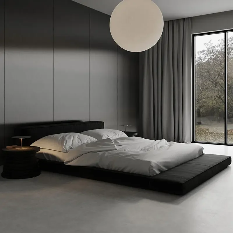 اللوح الأمامي الحديث سرير مزدوج الملك الحجم الأسود الديكور الإطار الكامل 150x200 سرير التوأم الفاخرة كاما أثاث الزوجية لغرفة النوم #2