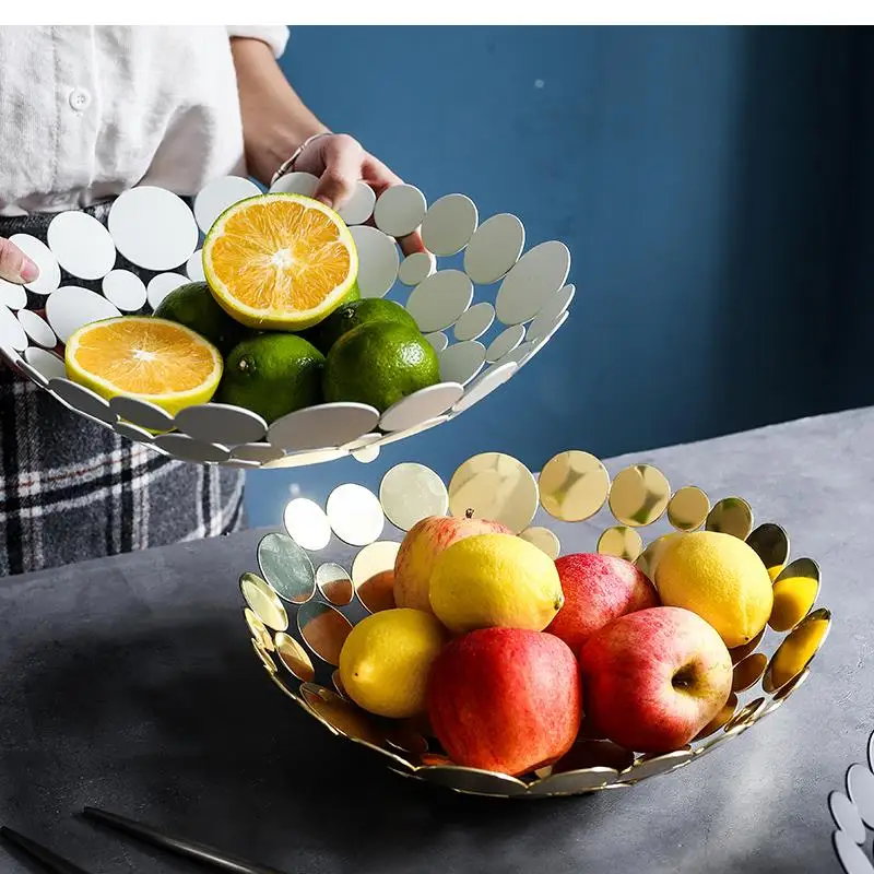

Light Luxury Nordic Simple Iron Art Fruit Basket Fashion Home Tray Storage Metal Decoration