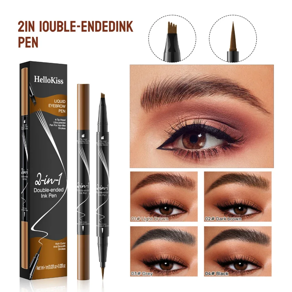 Waterproof Eyebrow Pen Four-claw Eye Brow Tint Fork Tip Eyebrow Tattoo Pencil Long Lasting Black Brown Gray Liquid EyeBrow Penci